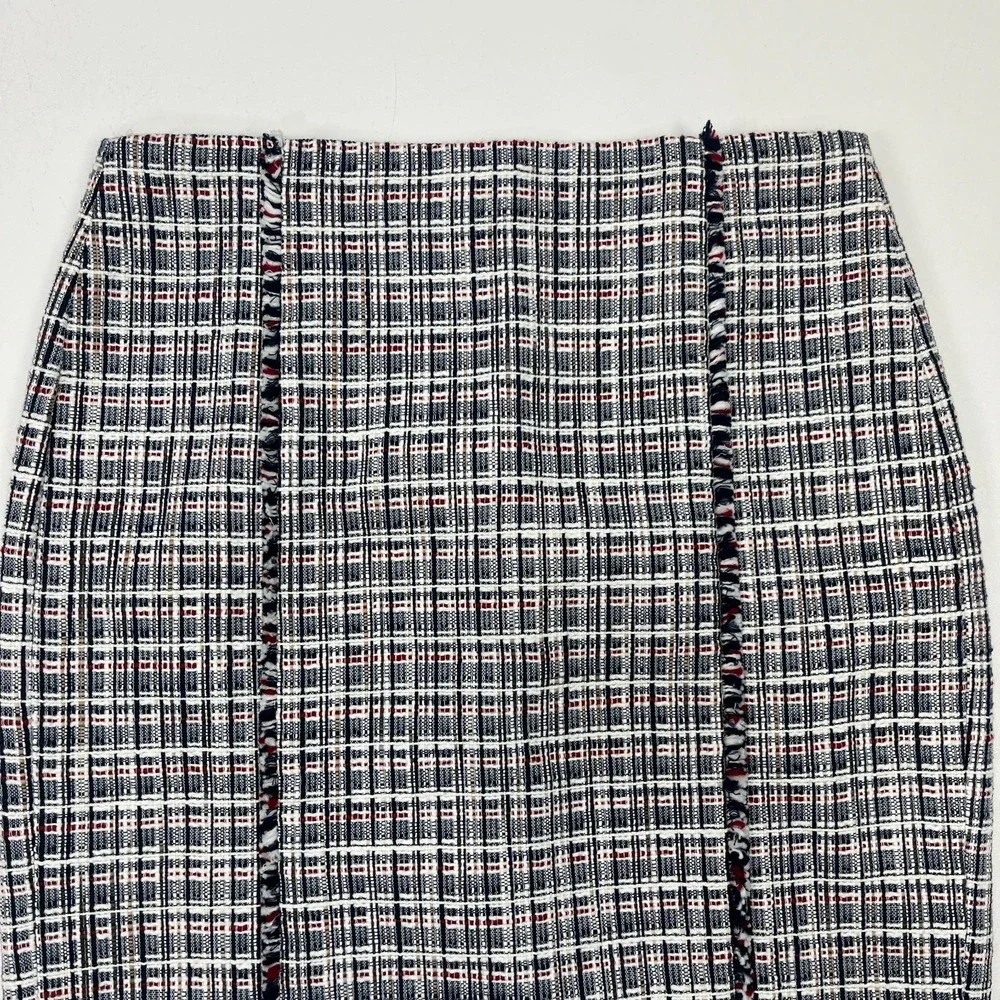 J.Crew NWT‎ Tweed Pencil Skirt Sz 10 Red White Blue Plaid Preppy